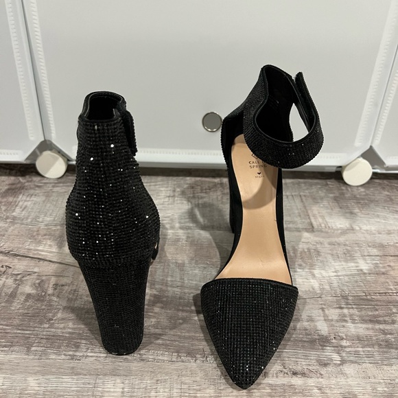 Call It Spring  Rhinestone Black Block Heels - Picture 3 of 4
